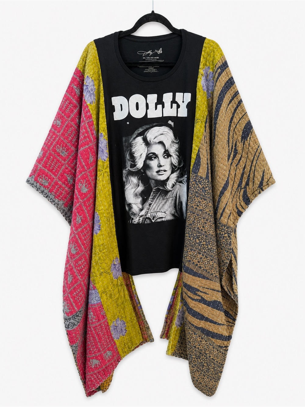 Dolly Parton Kaftan Kantha Patchwork Boho Oversize Tunic Top One Of A Kind